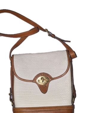 Dooney & Bourke Leather Crossbody Shoulder Bag in White and Tan